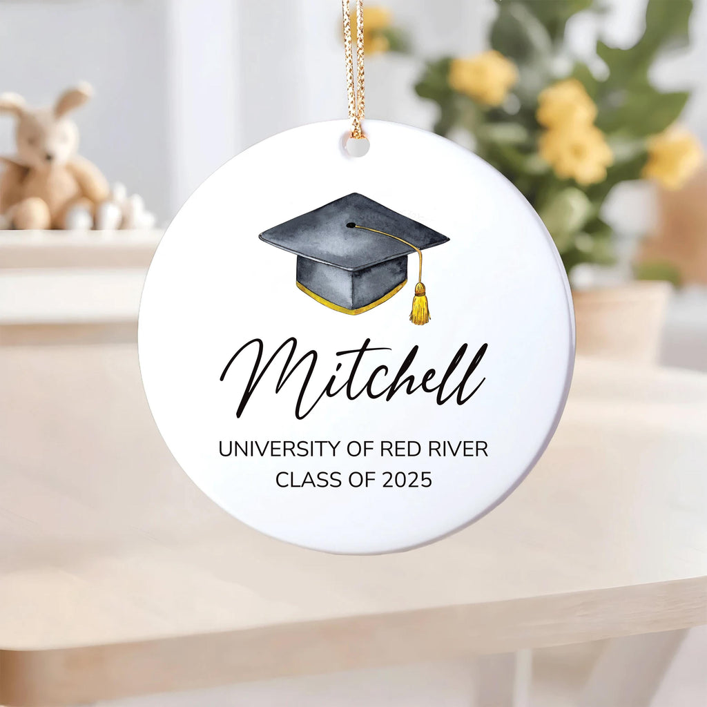 Personalized Graduation Ornament, Custom Ceramic Keepsake, College University High School Gift, Class of 2025, Master's Degree Memory Grad