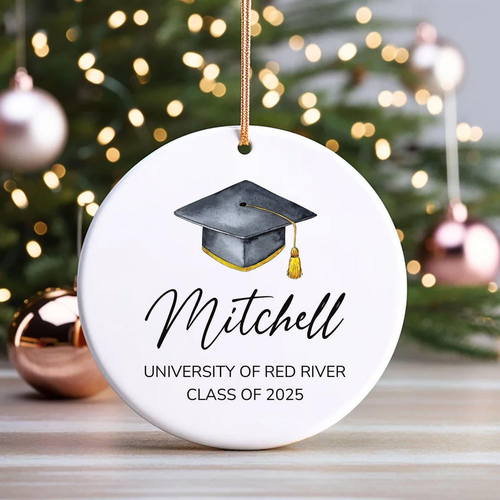 Personalized Graduation Ornament, Custom Ceramic Keepsake, College University High School Gift, Class of 2025, Master's Degree Memory Grad