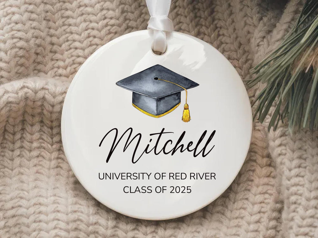 Personalized Graduation Ornament, Custom Ceramic Keepsake, College University High School Gift, Class of 2025, Master's Degree Memory Grad