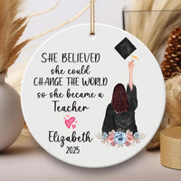 Personalized Teacher Graduation Ornament, Custom Ceramic Keepsake, Education Grad Gift for Her, Daughter, Sister, Best Friend, 2025 Ornament
