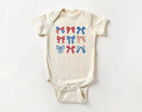 Patriotic Girl Onesie, Baby Bodysuit, Baby Shirt, Toddler Sweatshirt - Boho Coquette Bows Outfit, Cute Fourth of July Southern Girl Gift