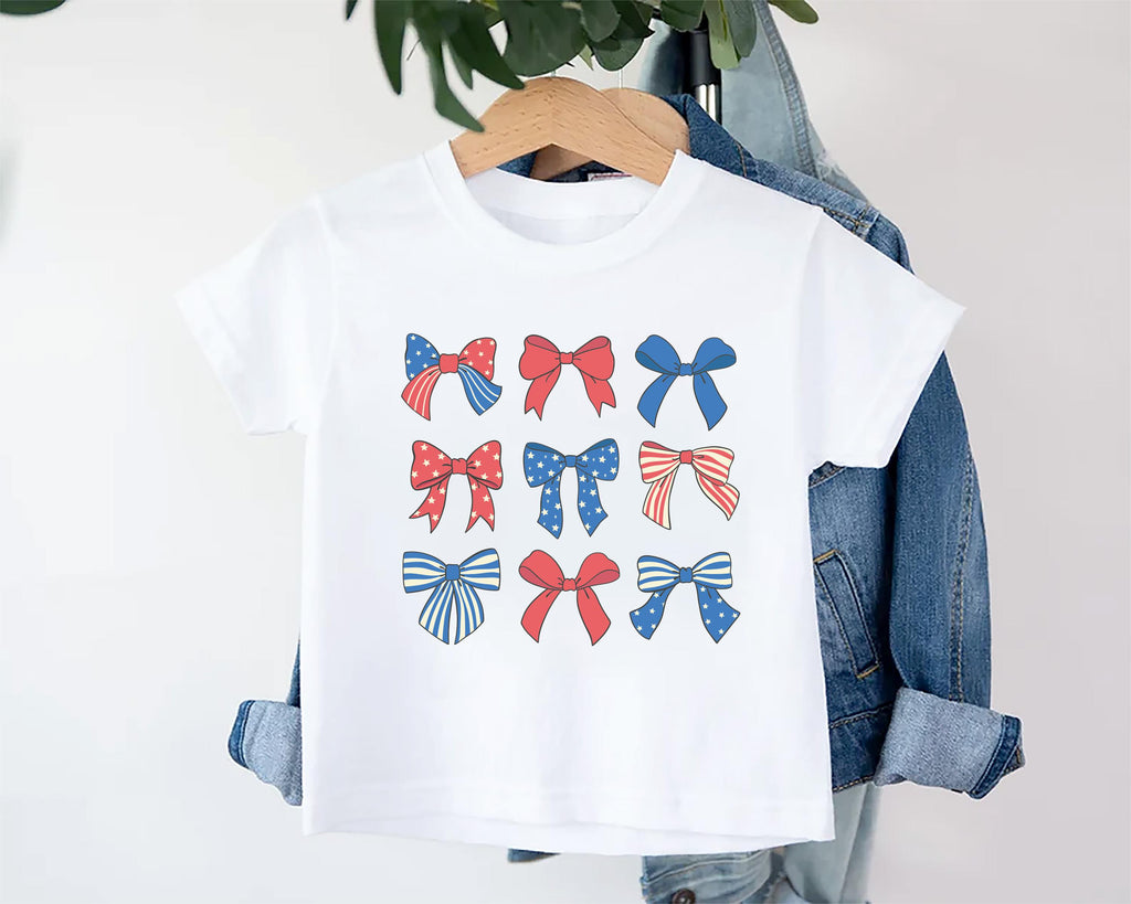 Patriotic Girl Onesie, Baby Bodysuit, Baby Shirt, Toddler Sweatshirt - Boho Coquette Bows Outfit, Cute Fourth of July Southern Girl Gift