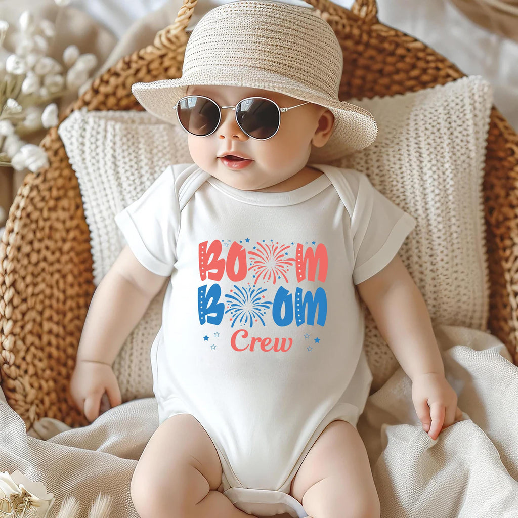 Boom Boom Crew Onesie, Baby Bodysuit, Baby Shirt, Toddler Sweatshirt - Cousin Crew Patriotic Outfit, Fourth of July Fireworks USA Baby Gift