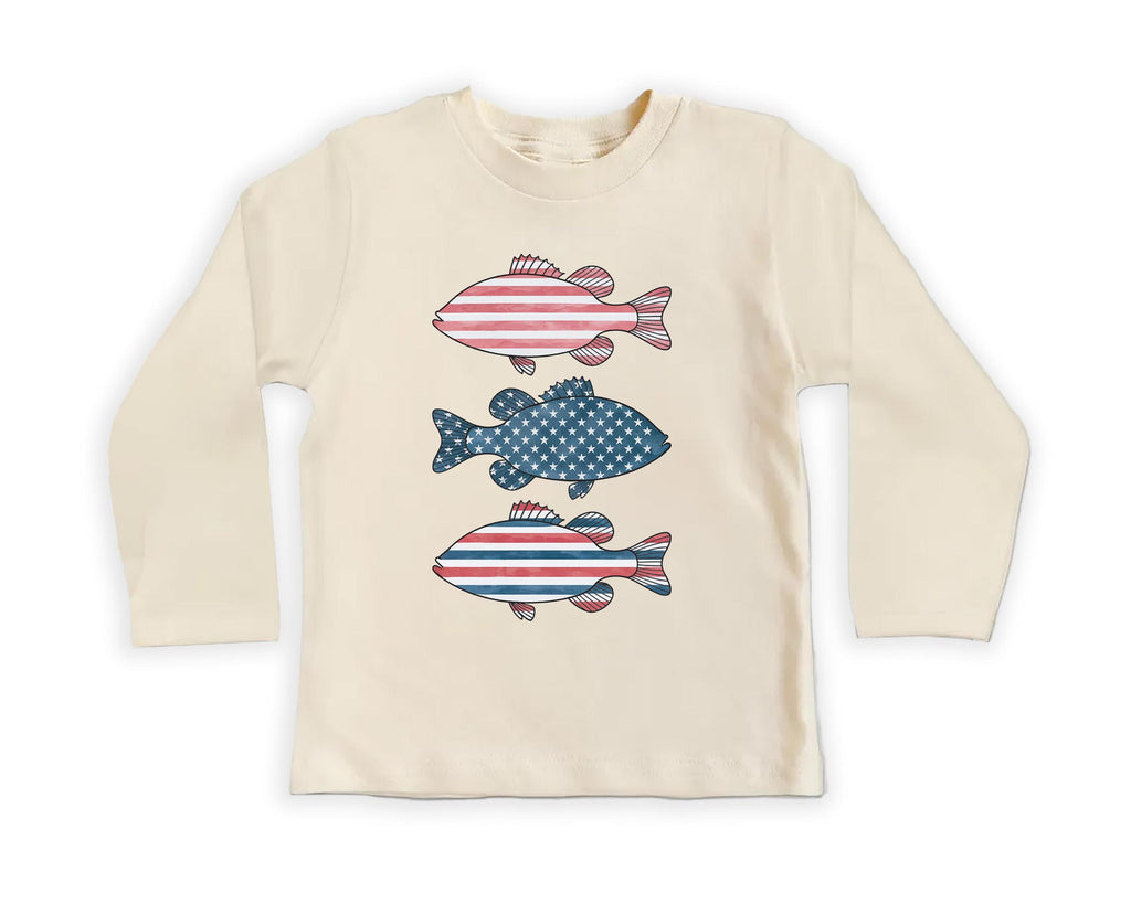 Patriotic Bass Onesie, Baby Bodysuit, Baby Shirt, Toddler Sweatshirt - American Flag Fish Outfit, Red, White & Blue Fourth of July Baby Gift