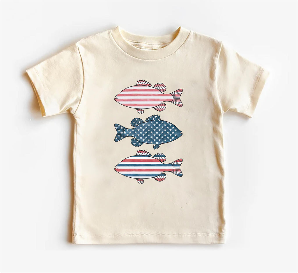 Patriotic Bass Onesie, Baby Bodysuit, Baby Shirt, Toddler Sweatshirt - American Flag Fish Outfit, Red, White & Blue Fourth of July Baby Gift