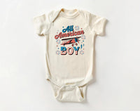 Fourth of July Boys Onesie, Baby Bodysuit, Baby Shirt, Toddler Sweatshirt - American Boy Retro Outfit, Vintage Patriotic USA Baby Gift