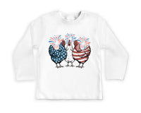 Patriotic Chicken Onesie, Baby Bodysuit, Baby Shirt, Toddler Sweatshirt - American Flag Fourth of July Outfit, Wild and Free USA Baby Gift