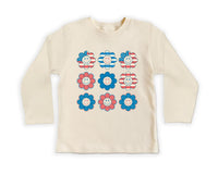 Patriotic Girl Onesie, Baby Bodysuit, Baby Shirt, Toddler Sweatshirt - Retro Smiley Face Hippie Fourth of July Outfit, USA Baby Gift for Her