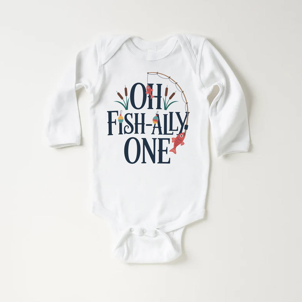 Oh Fish-Ally One Toddler Sweatshirt, Baby Shirt, Onesie, Baby Bodysuit - Vintage First Birthday Outfit, Cute One Year Old Fishing Party Gift