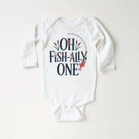 Oh Fish-Ally One Toddler Sweatshirt, Baby Shirt, Onesie, Baby Bodysuit - Vintage First Birthday Outfit, Cute One Year Old Fishing Party Gift
