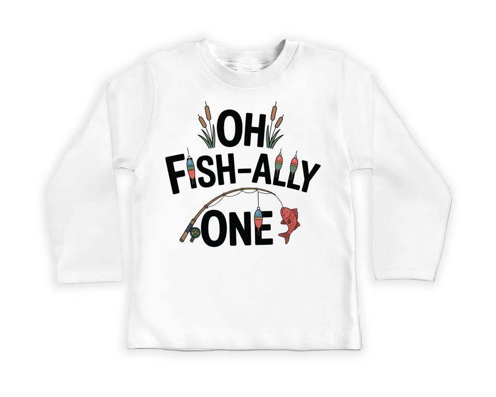 Oh Fish-Ally One Toddler Sweatshirt , Baby Shirt, Onesie, Baby Bodysuit - Vintage First Birthday Outfit, Cute One Year Old Fishing Party Gift
