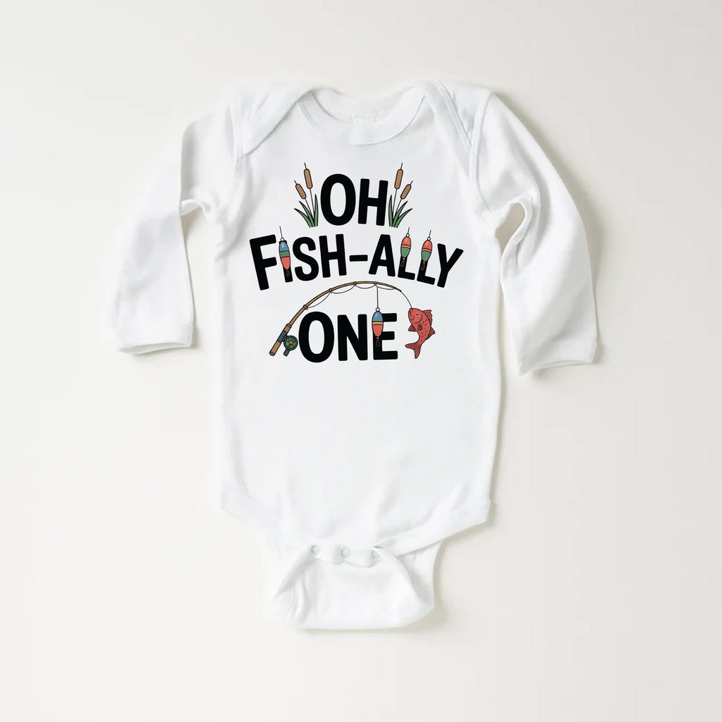 Oh Fish-Ally One Toddler Sweatshirt , Baby Shirt, Onesie, Baby Bodysuit - Vintage First Birthday Outfit, Cute One Year Old Fishing Party Gift