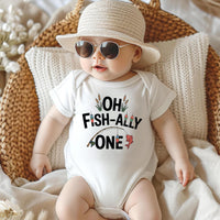 Oh Fish-Ally One Toddler Sweatshirt , Baby Shirt, Onesie, Baby Bodysuit - Vintage First Birthday Outfit, Cute One Year Old Fishing Party Gift