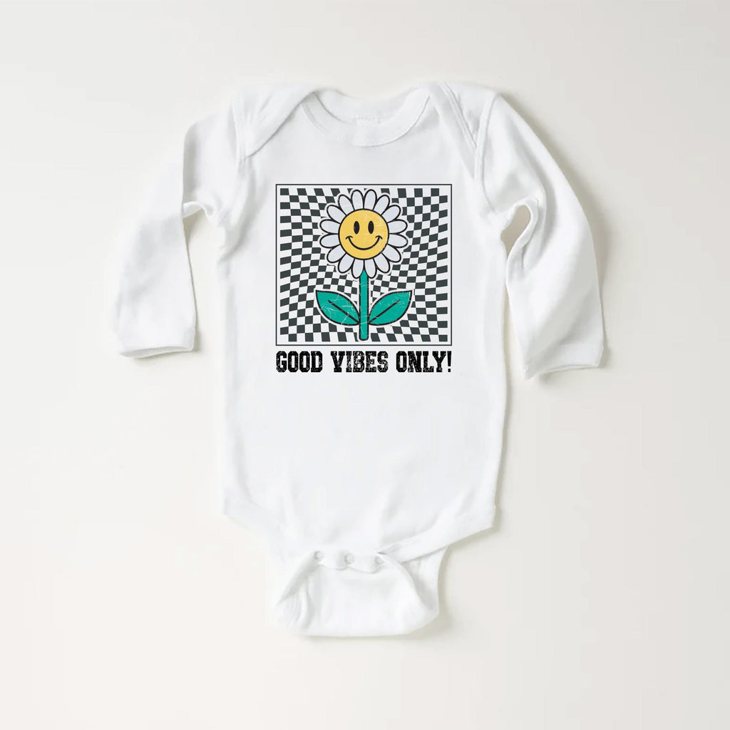 Good Vibes Onesie, Baby Bodysuit, Baby Shirt, Toddler Sweatshirt - Retro Daisy Summer Outfit, Cute Flower Baby Gift, Groovy Sunshine Look