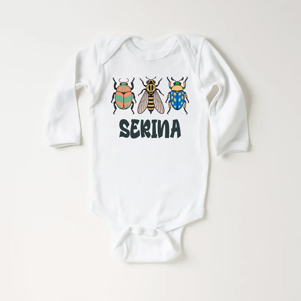 Personalized Bugs Onesie, Baby Bodysuit, Baby Shirt, Toddler Sweatshirt, Vintage Entomologist, Custom Name Insect Baby Gift, Nature Look