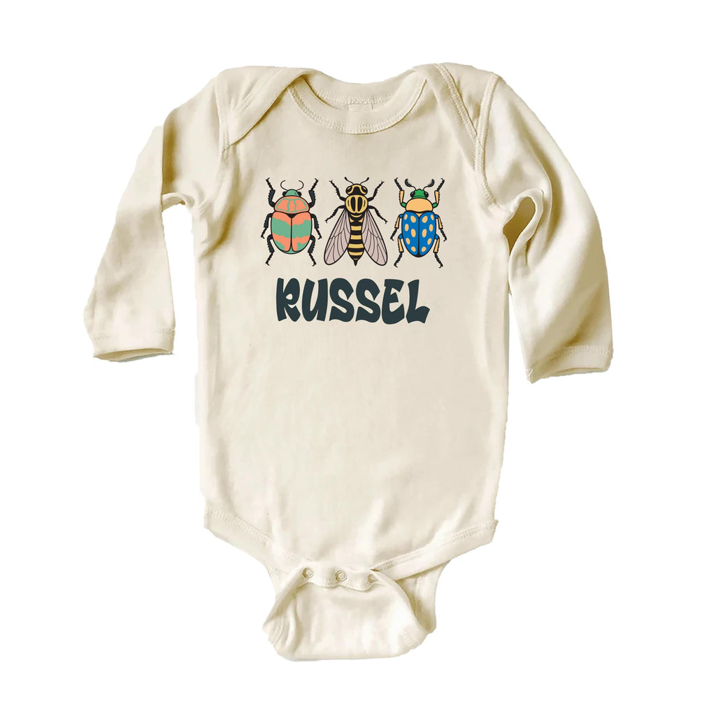 Personalized Bugs Onesie, Baby Bodysuit, Baby Shirt, Toddler Sweatshirt, Vintage Entomologist, Custom Name Insect Baby Gift, Nature Look