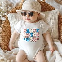 Party in the USA Onesie, Baby Bodysuit, Baby Shirt, Toddler Sweatshirt - Patriotic Fourth of July Outfit, Cute Red White Blue Baby Gift