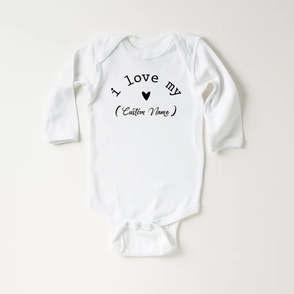 I Love My Custom Onesie, Baby Bodysuit, Baby Shirt, Toddler Sweatshirt - Cute Vintage Personalized Baby Outfit, Custom Name Family Gift Idea