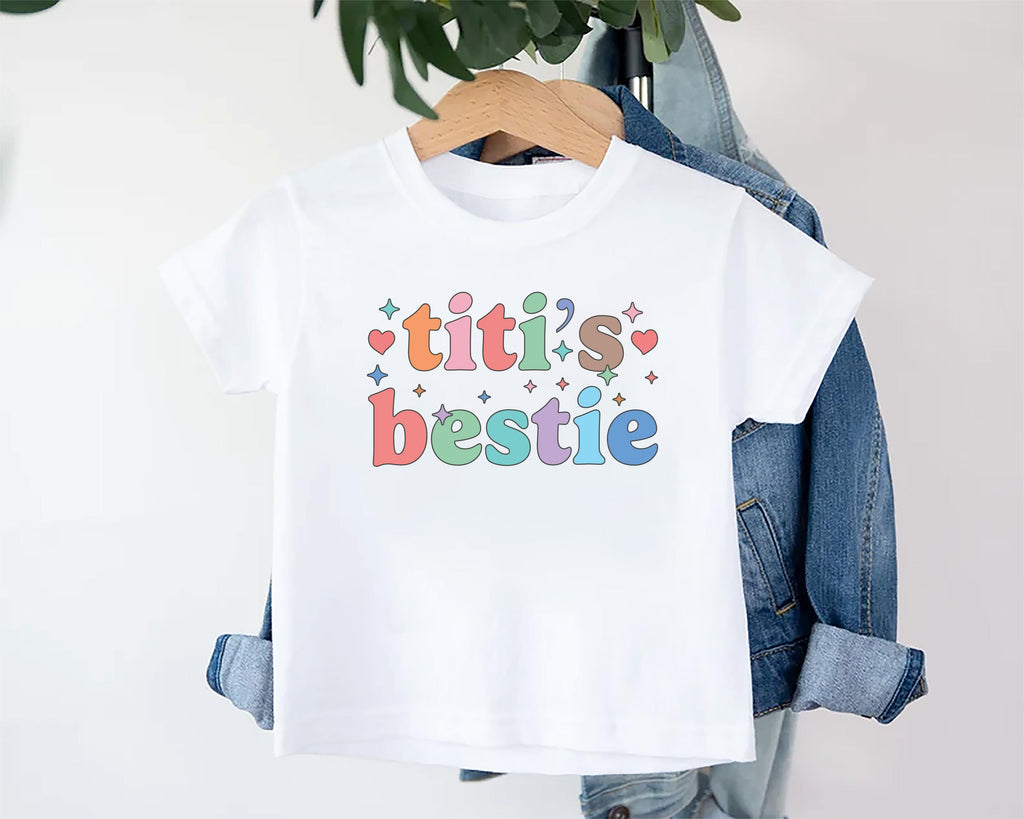 Titi’s Bestie Onesie, Baby Bodysuit, Baby Shirt, Toddler Sweatshirt, Auntie’s Bestie Boho Girls Rainbow Outfit, Gift from Aunt for Baby Girl