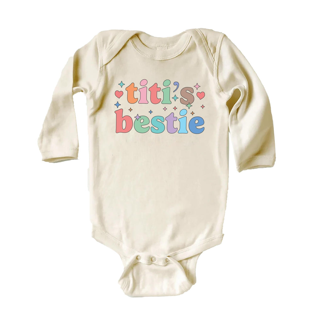 Titi’s Bestie Onesie, Baby Bodysuit, Baby Shirt, Toddler Sweatshirt, Auntie’s Bestie Boho Girls Rainbow Outfit, Gift from Aunt for Baby Girl