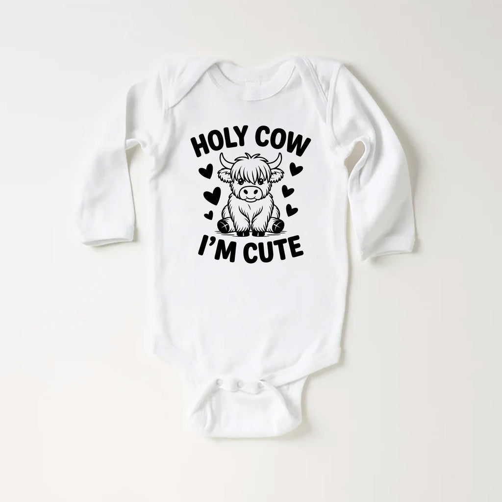 Holy Cow I’m Cute Onesie, Baby Bodysuit, Baby Shirt, Toddler Sweatshirt - Funny Cow Baby Outfit, Cute Farm Baby Gift, Country Style Look