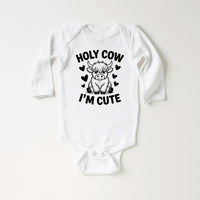 Holy Cow I’m Cute Onesie, Baby Bodysuit, Baby Shirt, Toddler Sweatshirt - Funny Cow Baby Outfit, Cute Farm Baby Gift, Country Style Look