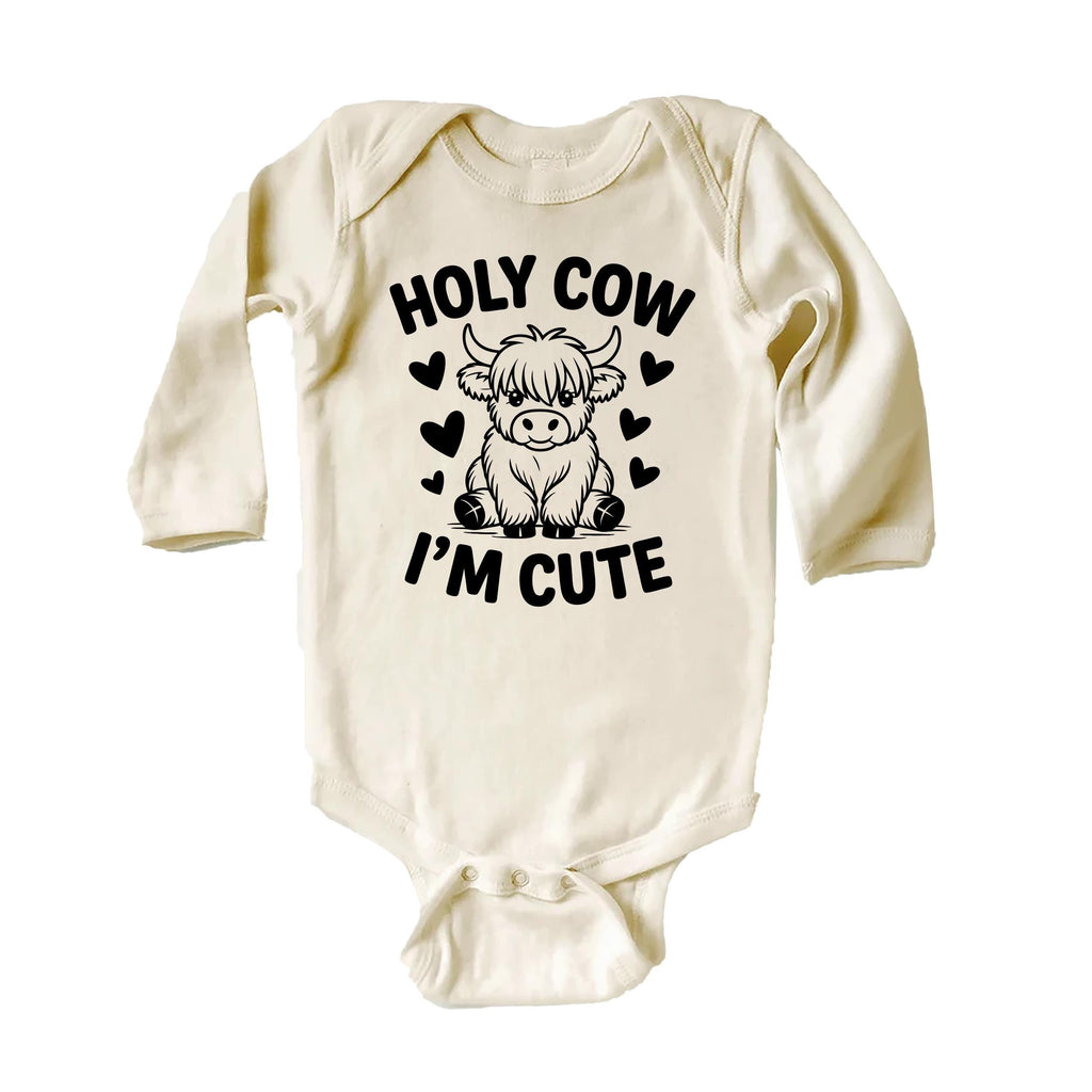 Holy Cow I’m Cute Onesie, Baby Bodysuit, Baby Shirt, Toddler Sweatshirt - Funny Cow Baby Outfit, Cute Farm Baby Gift, Country Style Look