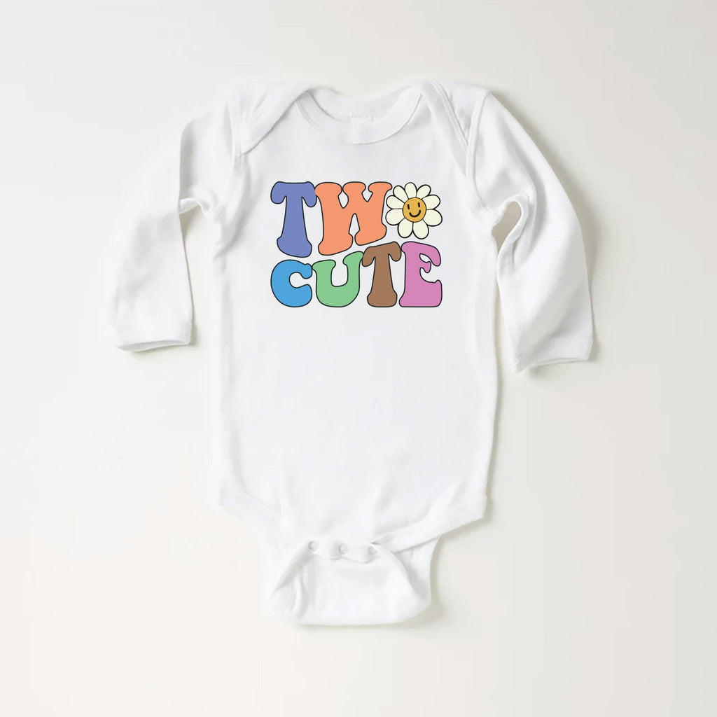Two Cute Birthday Onesie, Baby Bodysuit, Baby Shirt, Toddler Sweatshirt - Retro Girls Second Birthday Outfit, Cute 2nd Birthday Gift for Her