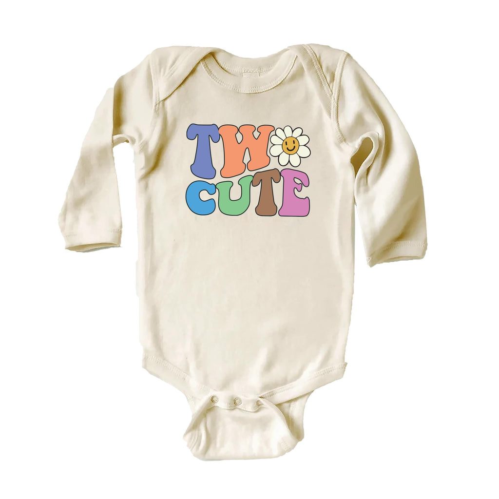 Two Cute Birthday Onesie, Baby Bodysuit, Baby Shirt, Toddler Sweatshirt - Retro Girls Second Birthday Outfit, Cute 2nd Birthday Gift for Her
