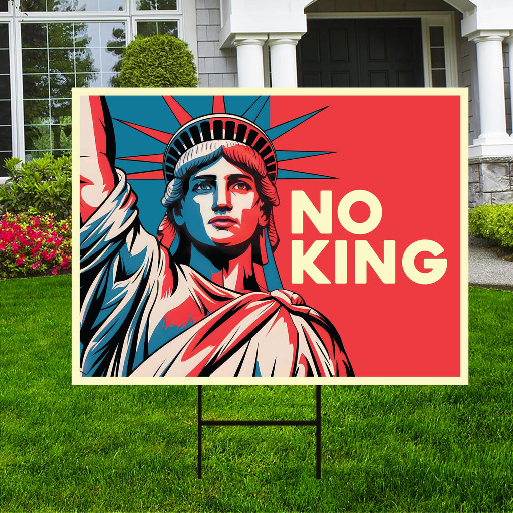 No Kings In America Yard Sign - Resist Hate Lawn Sign, Anti-Trump Sign, Resist Racism, Resist Fascism Yard Sign with Metal H-Stake