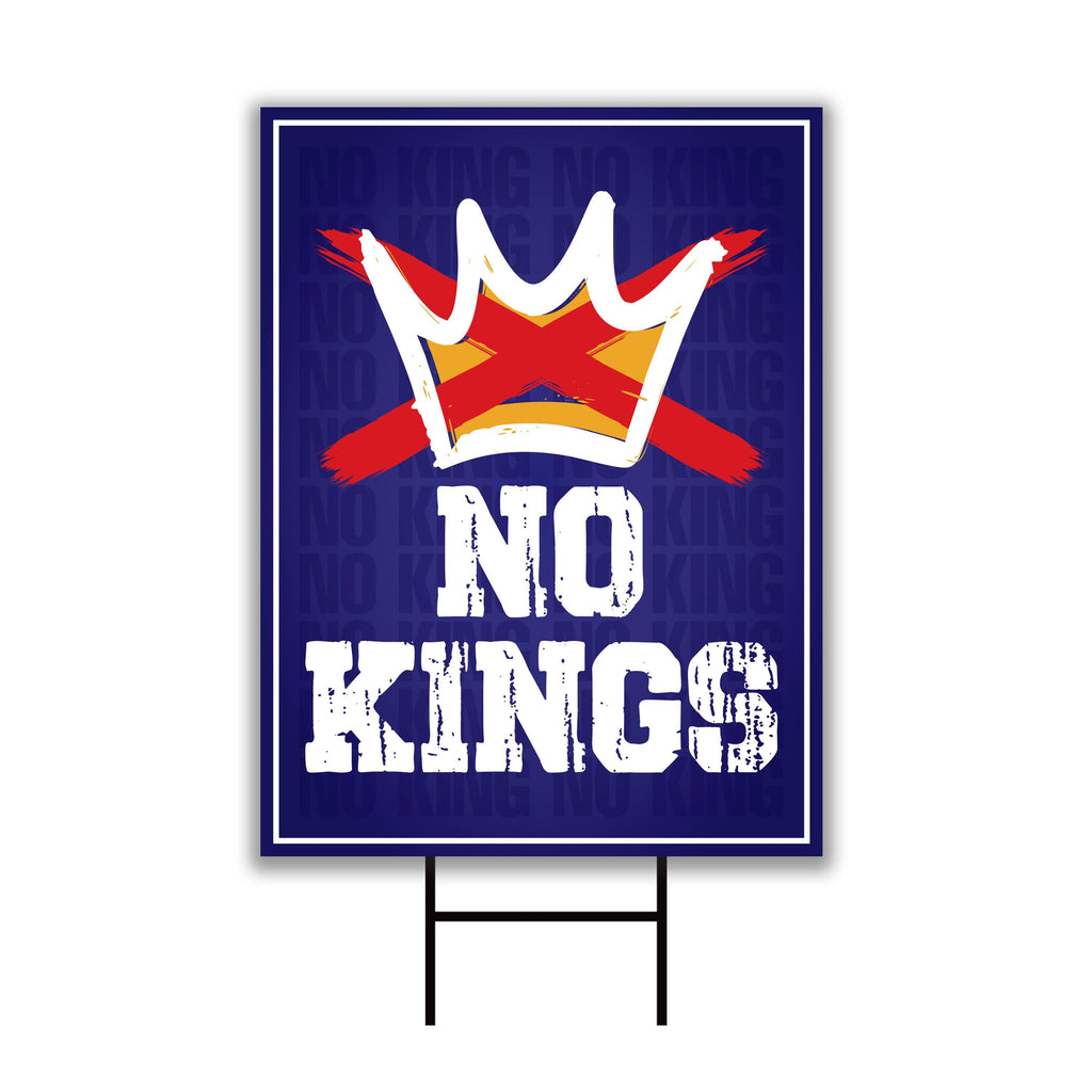 No Kings In America Yard Sign - Resist Hate Lawn Sign, Anti-Trump Sign, Resist Racism, Resist Fascism Yard Sign with Metal H-Stake
