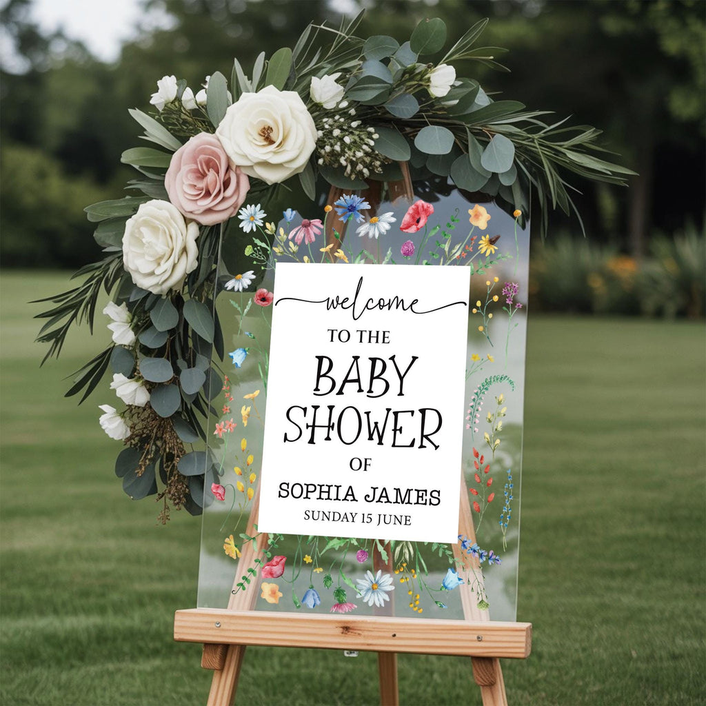Wildflower Baby Shower Sign, Wildflower Baby Shower Acrylic Welcome Sign, Floral Baby Shower Sign, Wildflowers Baby Shower Decorations