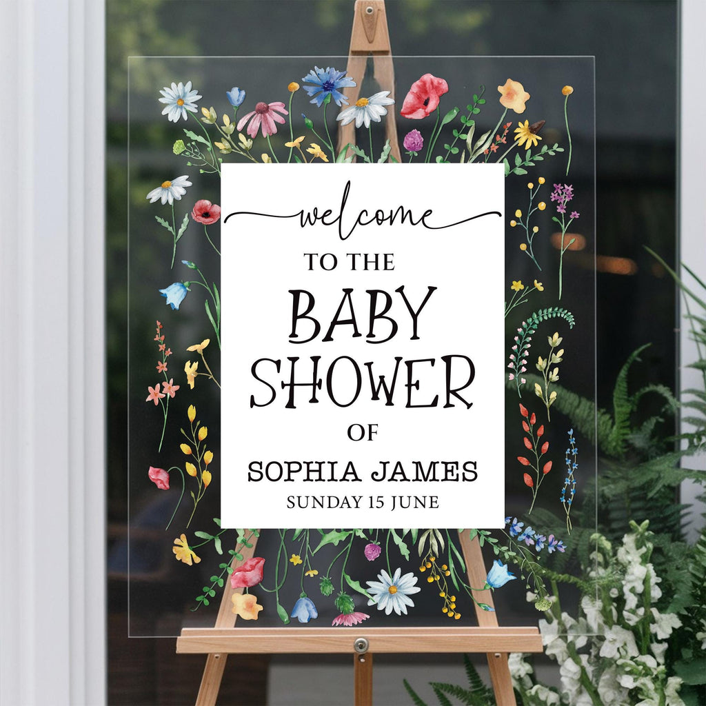 Wildflower Baby Shower Sign, Wildflower Baby Shower Acrylic Welcome Sign, Floral Baby Shower Sign, Wildflowers Baby Shower Decorations