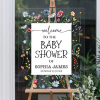 Wildflower Baby Shower Sign, Wildflower Baby Shower Acrylic Welcome Sign, Floral Baby Shower Sign, Wildflowers Baby Shower Decorations