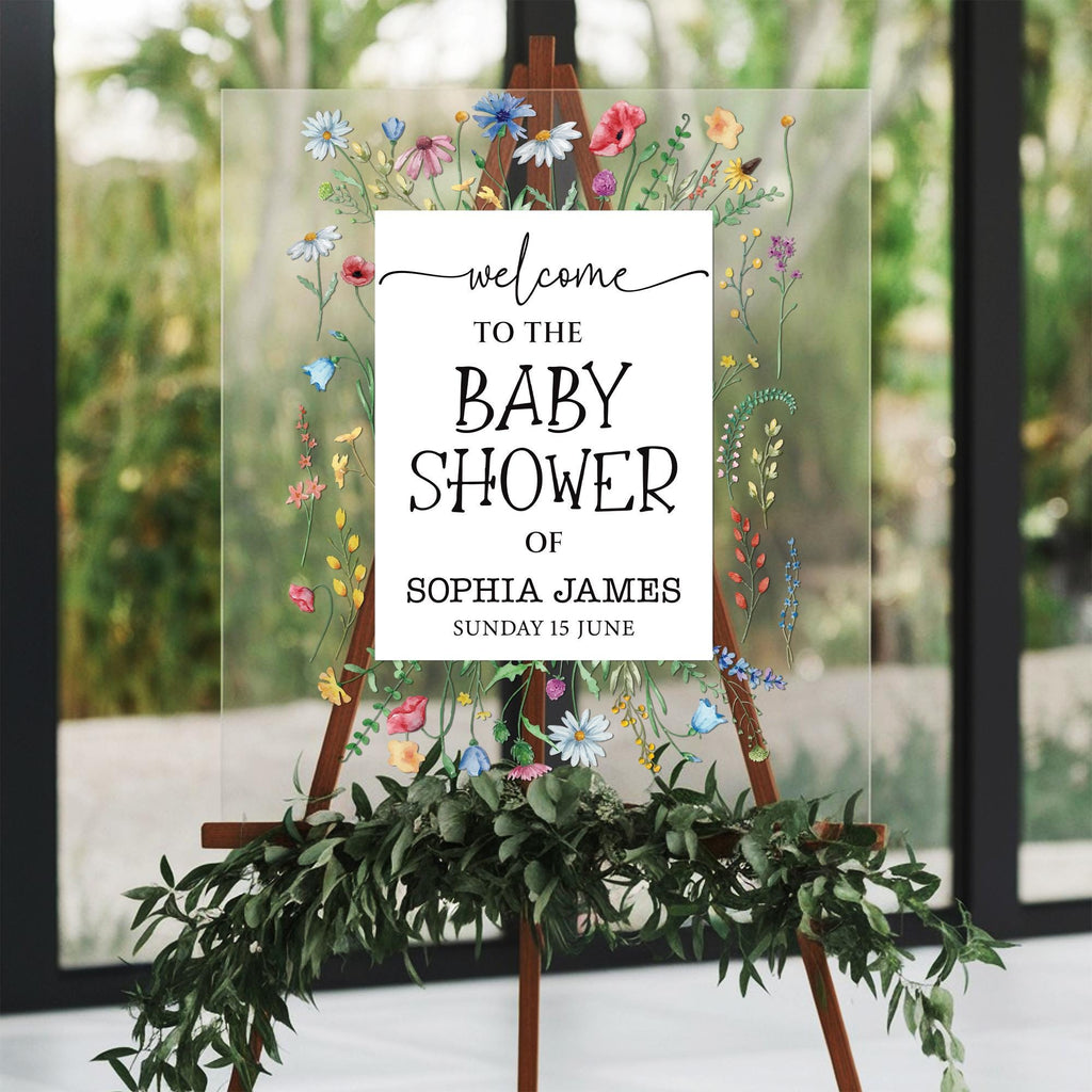Wildflower Baby Shower Sign, Wildflower Baby Shower Acrylic Welcome Sign, Floral Baby Shower Sign, Wildflowers Baby Shower Decorations