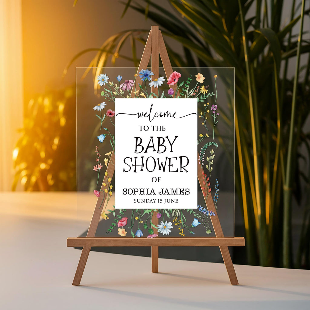 Wildflower Baby Shower Sign, Wildflower Baby Shower Acrylic Welcome Sign, Floral Baby Shower Sign, Wildflowers Baby Shower Decorations