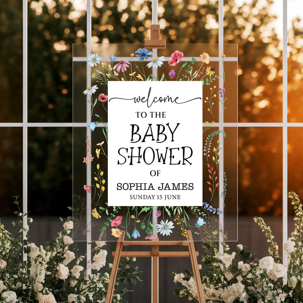 Wildflower Baby Shower Sign, Wildflower Baby Shower Acrylic Welcome Sign, Floral Baby Shower Sign, Wildflowers Baby Shower Decorations