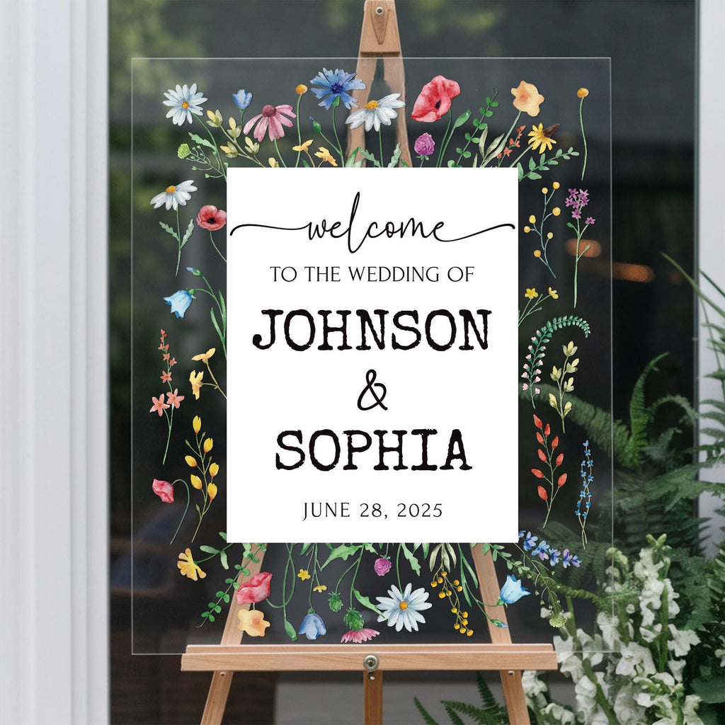 Wildflower Wedding Acrylic Sign, Custom Welcome Sign, Floral Sign for Weddings, Spring Wedding Sign, Flower Wedding Sign, Wildflower Sign