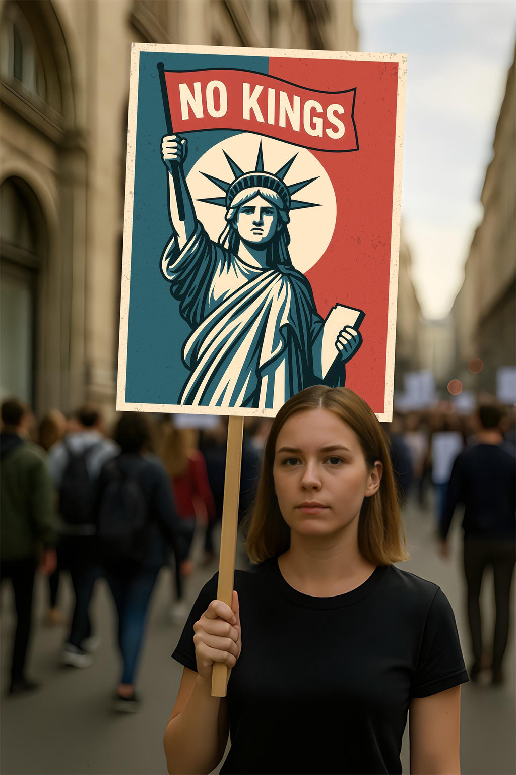No Kings In America Protest Sign, Anti-Trump Resistance