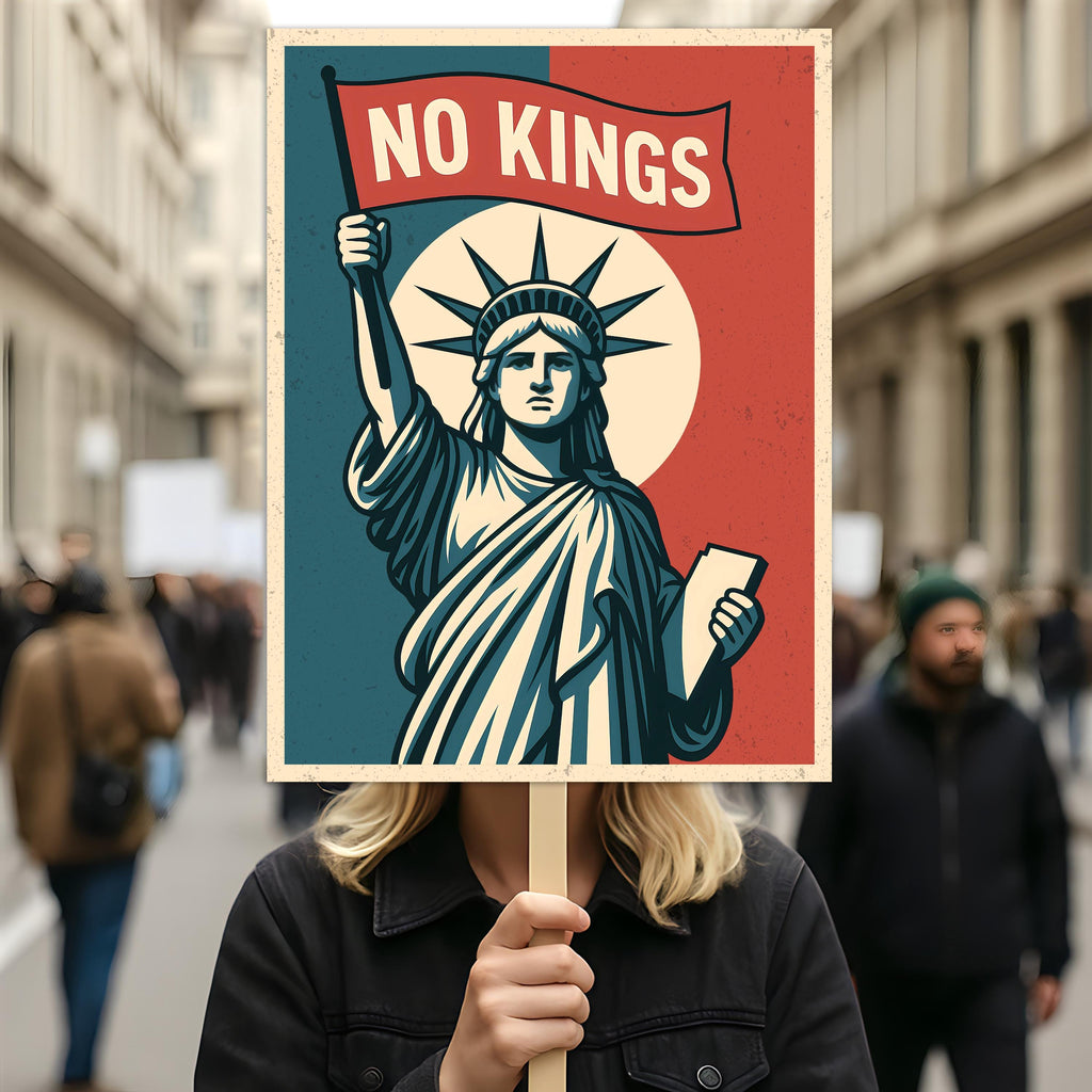No Kings In America Protest Sign, Anti-Trump Resistance