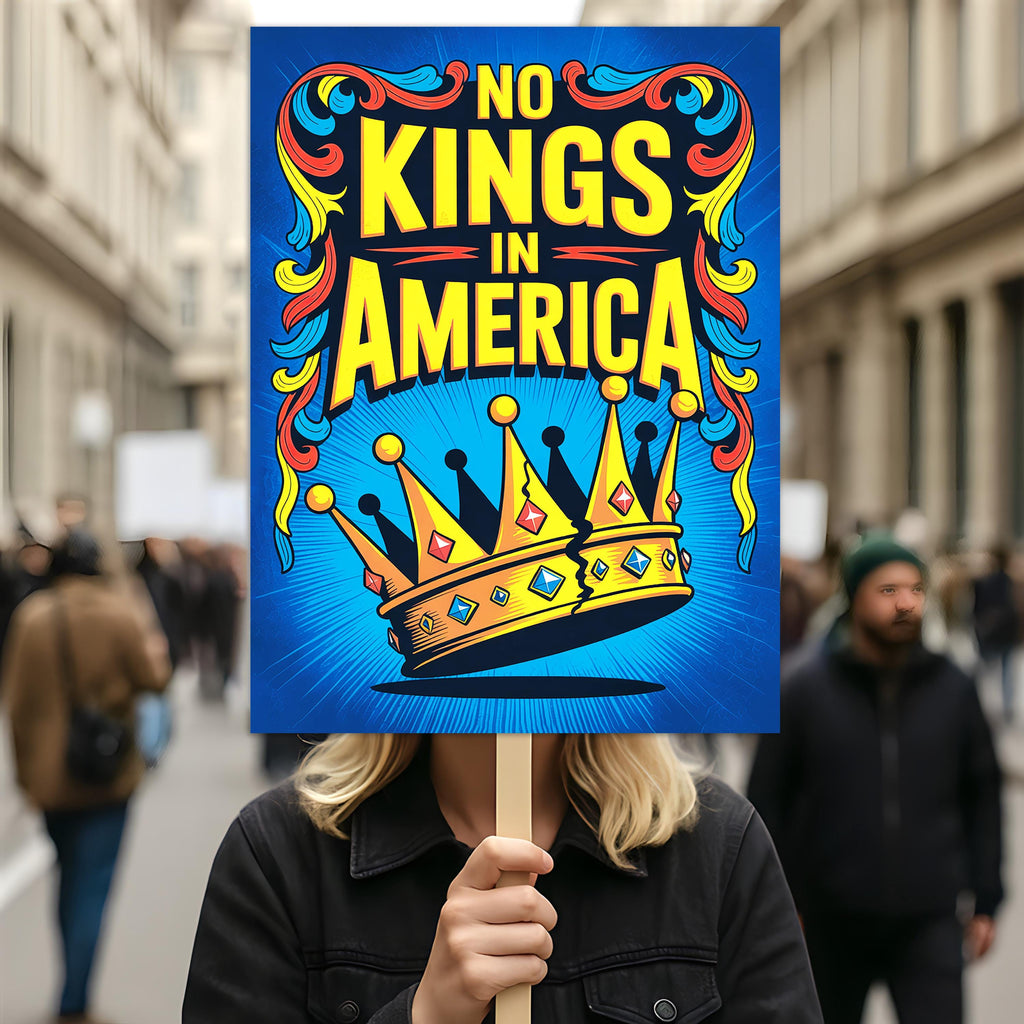 No Kings In America Protest Sign, Anti-Trump Resistance