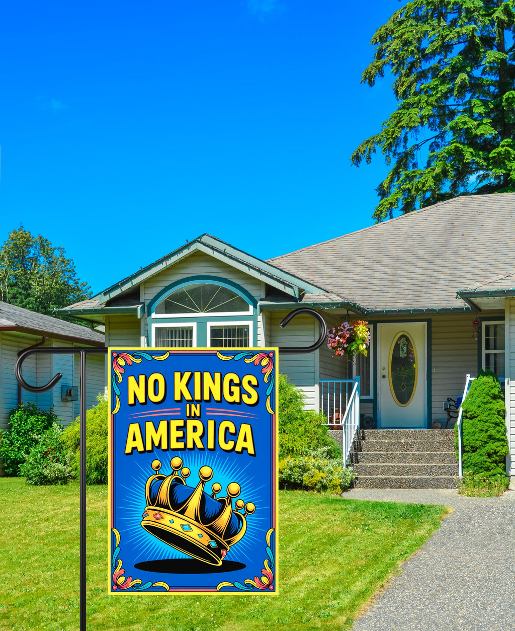 No Kings In America Garden Flag, 12x18 Inch Double Sided, Resist Hate Flag, Anti-Trump Flag, Resist Racism Flag, Resist Fascism Flag