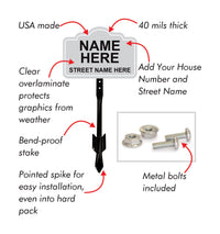 7x10 Inch Custom Address Metal Yard Sign with 16" Stake, Personalized House Number