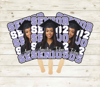 Custom Face Fans With Wooden Handle, Graduation Head, Grad Face Fans