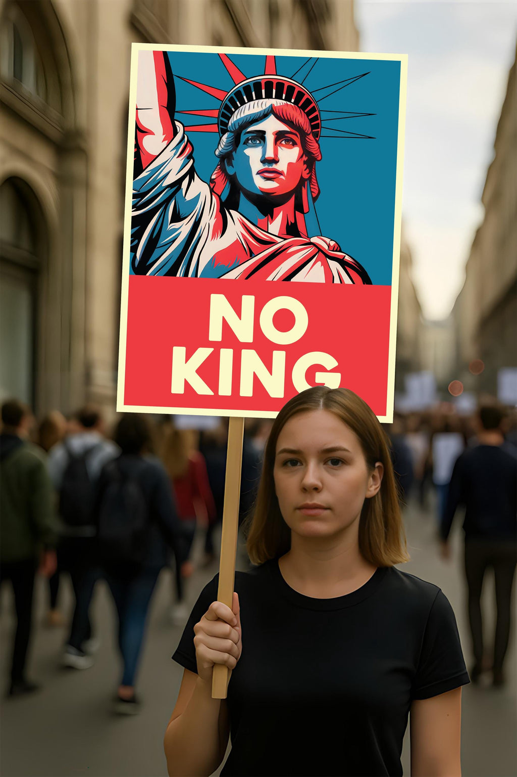 No Kings In America Protest Sign, Anti-Trump Resistance