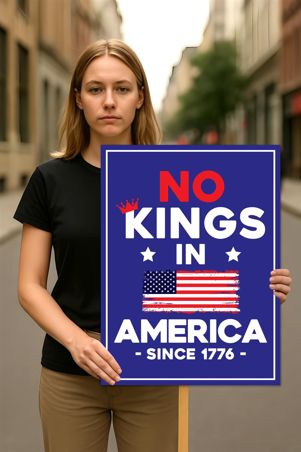 No Kings In America Protest Sign, Anti-Trump Resistance