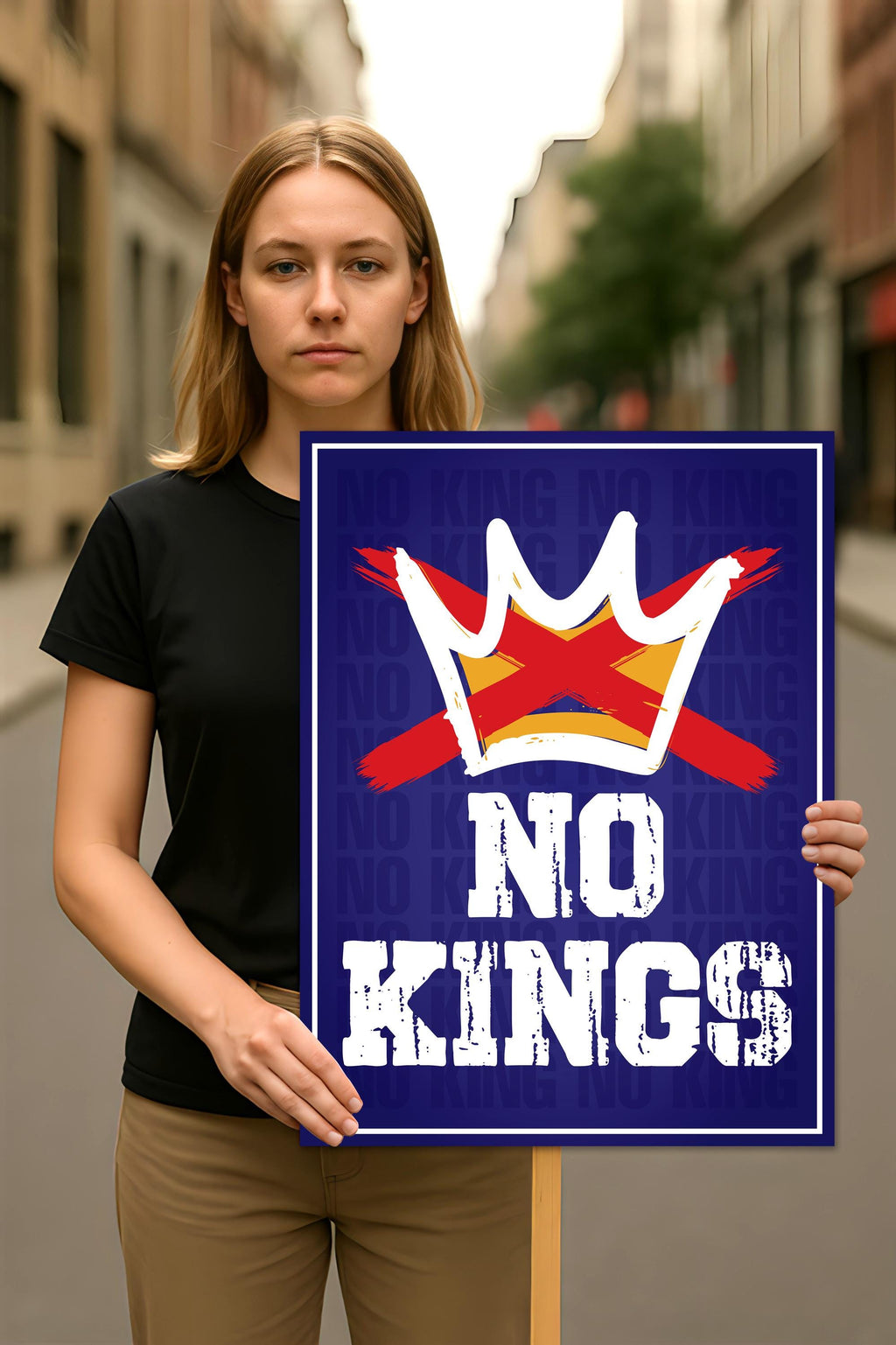 No Kings In America Protest Sign, Anti-Trump Resistance