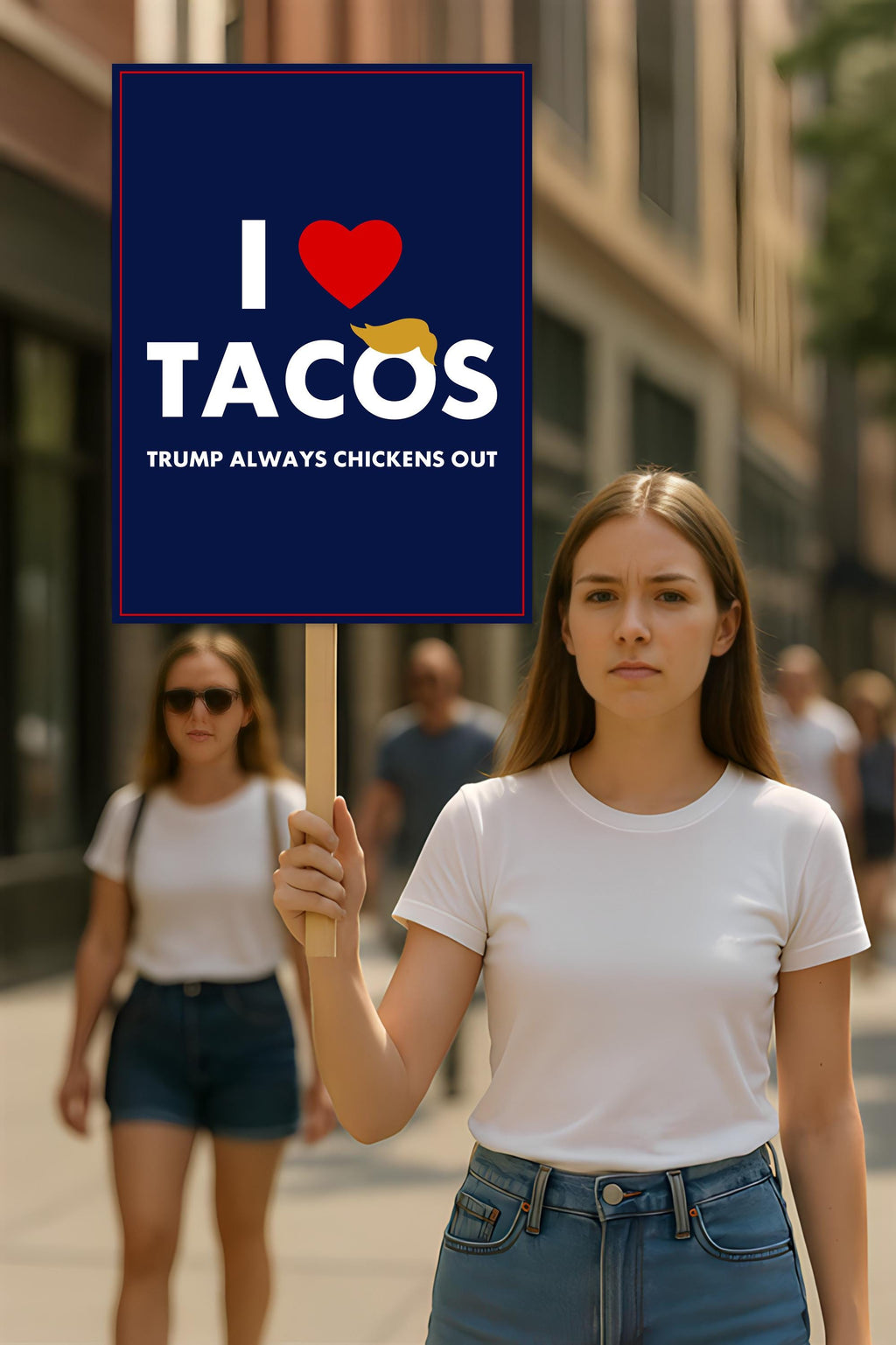 I Love Tacos Trump Always Chickens Out Protest Sign, Anti-Trump Resistance