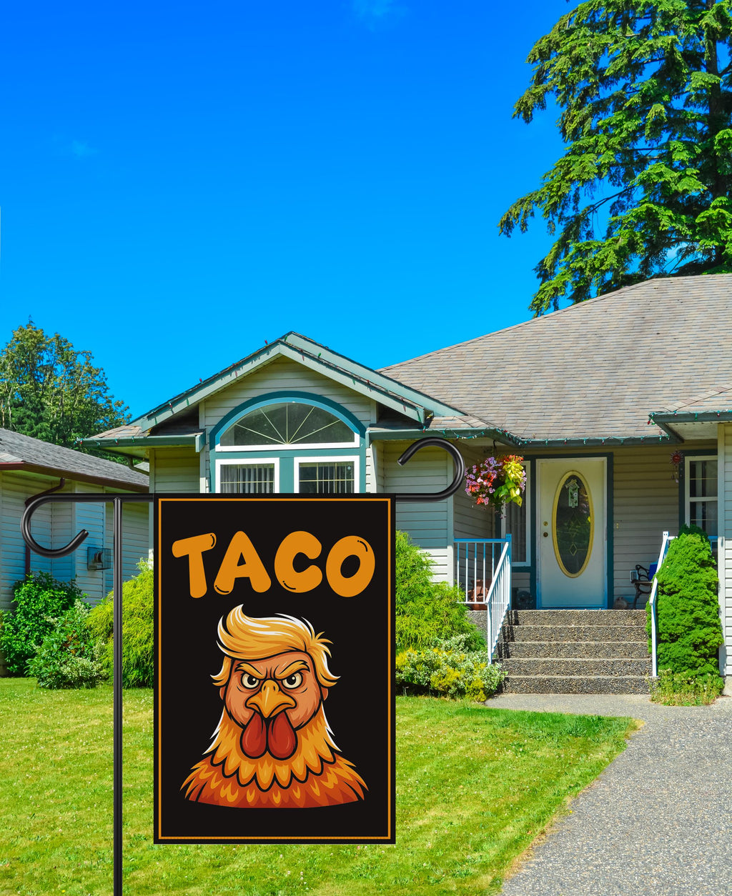 Let's Go Taco Trump Always Chickens Out Protest Garden Flag, Double Sided, Resist Hate, Anti-Trump, Resist Racism Flag, Resist Fascism Flag