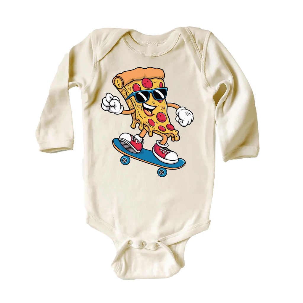 Funny Pizza Onesie, Baby Bodysuit, Baby Shirt, Toddler Sweatshirt - Retro Skateboard Baby Outfit, Foodie Baby Gift, Trendy Funny Baby Look
